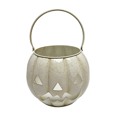 Halloween Cream Jack-O-Lantern Pumpkin Basket