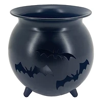Black Metal Cauldron with Bat Cutouts
