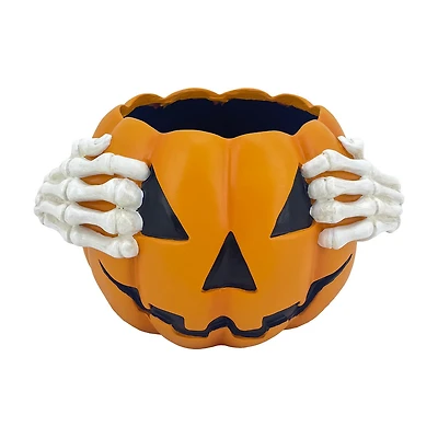 Jack-O'-Lantern with Skeleton Hands Decor