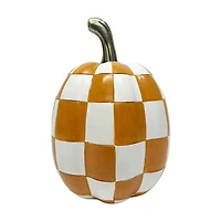 Checkered Pumpkin Decor with Gold Stem