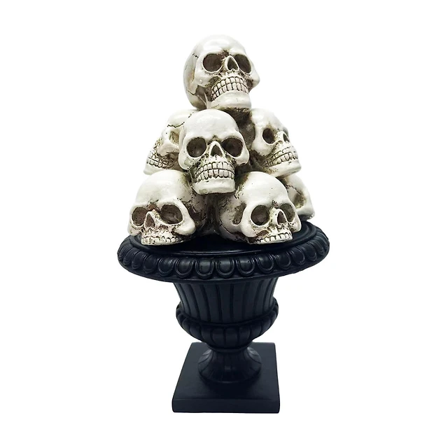 Skull Stack Urn Gothic Decor Statue, 10 in