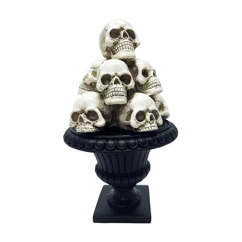 Skull Stack Urn Gothic Decor Statue, 10 in