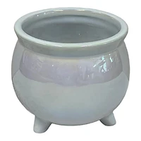 Iridescent White Ceramic Planter with Feet