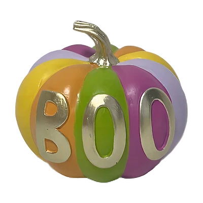 Halloween Multi-Color Boo Pumpkin Decoration, 4 in