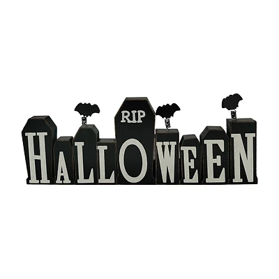 Halloween Black and White Wooden Block Runner