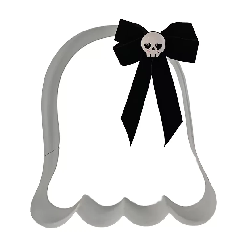 Halloween Large Metal Ghost Ornament, White and Black, 19.69x11.81 in