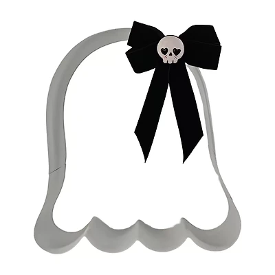 Halloween Large Metal Ghost Ornament, White and Black, 19.69x11.81 in