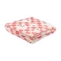 Halloween Pink Ghost Print Plush Throw Blanket, 50x60 in
