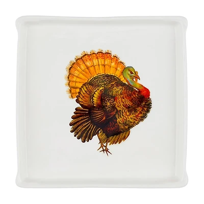 Holly Williams Fall Printed Turkey Trinket Tray Décor, 6 in x 6 in