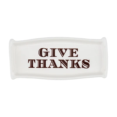 Holly Williams Fall White Decorative Worded Trinket Tray, 8 in x 4 in