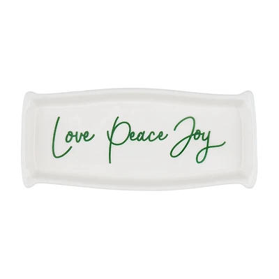 Holly Williams Fall White Decorative Worded Trinket Tray, 6 in x 3 in