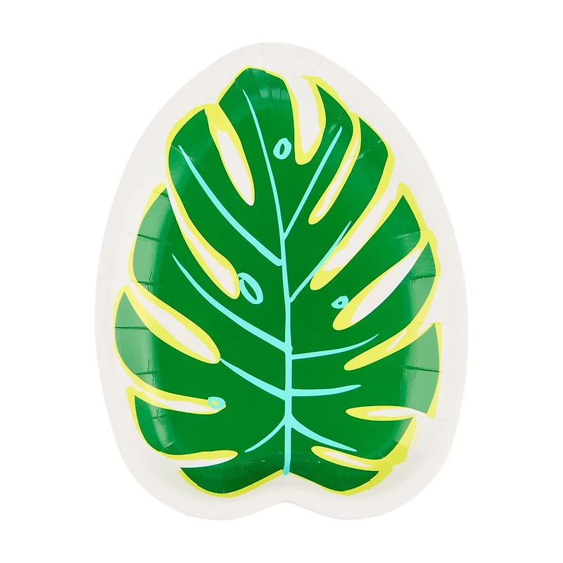 Summer Leaf-Shaped Paper Plate, 8 ct