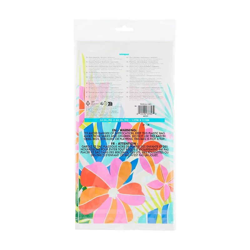 Summer Unique Party! Luau Plastic Table Cover, 54x84 in