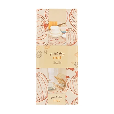 Harvest Orange Pumpkin Print Quick Dry Mat, 15x20 in