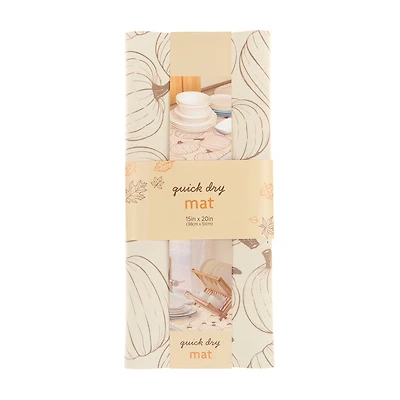 Harvest Brown Pumpkin Print Quick Dry Mat, 15x20 in