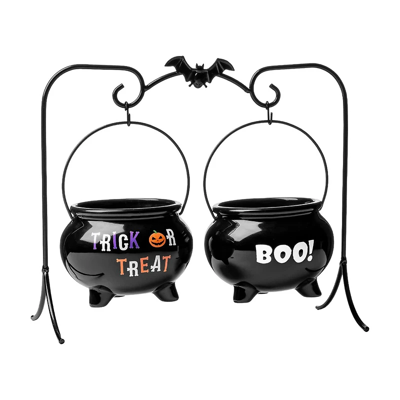 Halloween Hanging Cauldron Bowls with Stand