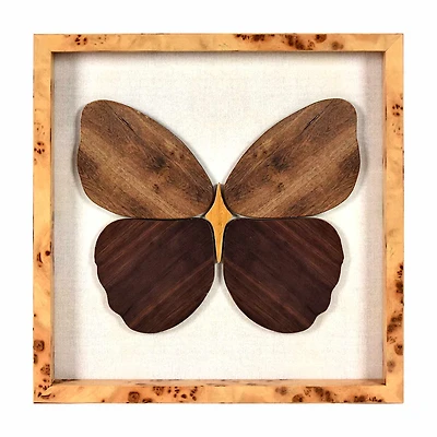 Butterfly Motif Art with Wooden Frame, 12.63x12.63 in