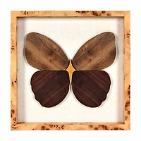Butterfly Motif Art with Wooden Frame, 12.63x12.63 in