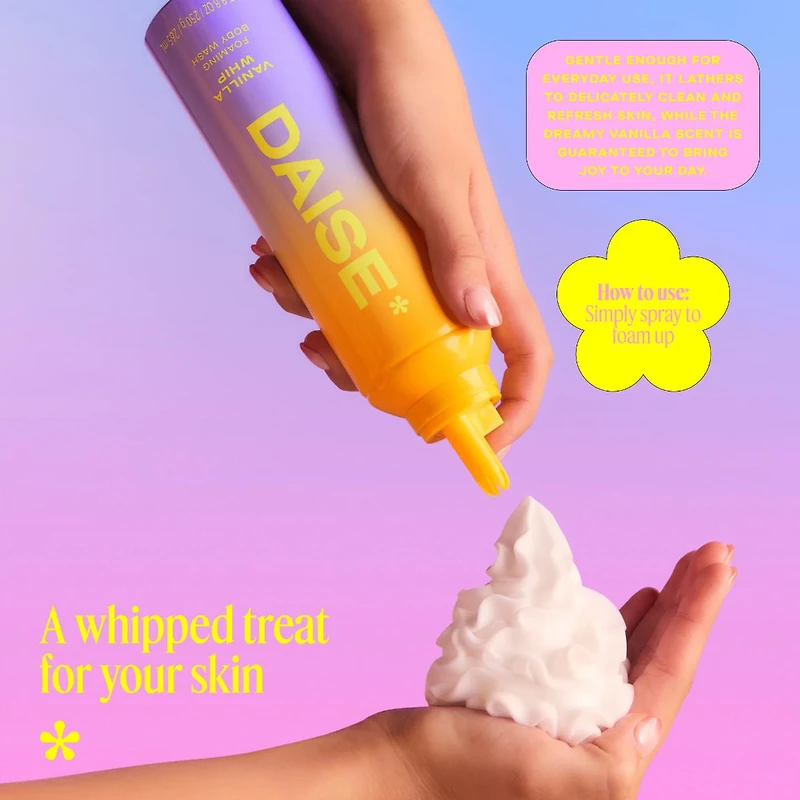 DAISE Foaming Body Wash in Vanilla Whip, Ultra Hydrating for Skin, 8.8 oz/250 g