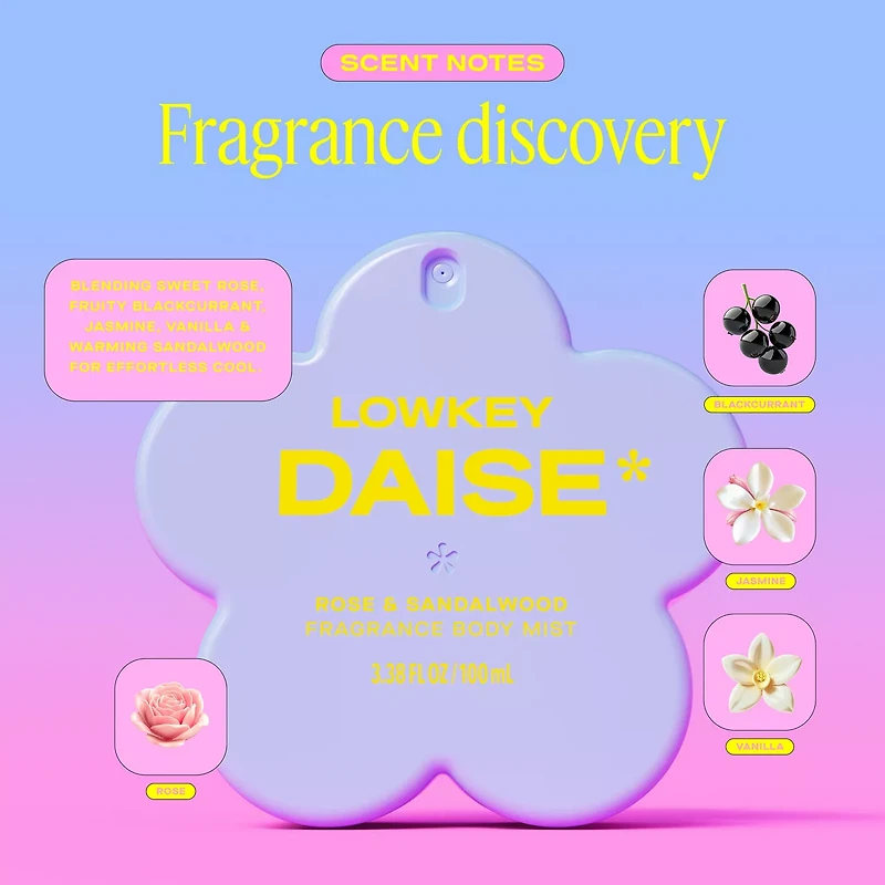 DAISE Lowkey DAISE Fragrance Body Mist in Rose & Sandalwood, 100 mL