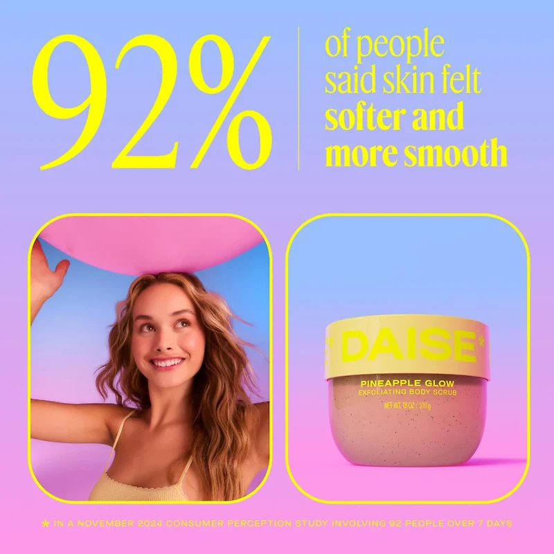 DAISE Exfoliating Body Scrub in Pineapple Glow, For Soft Glowing Skin, 510 g