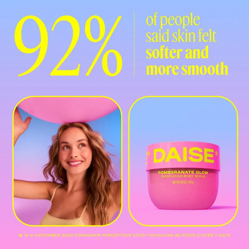 DAISE Exfoliating Body Scrub in Pomegranate Glow, For Soft Glowing Skin, 510 g