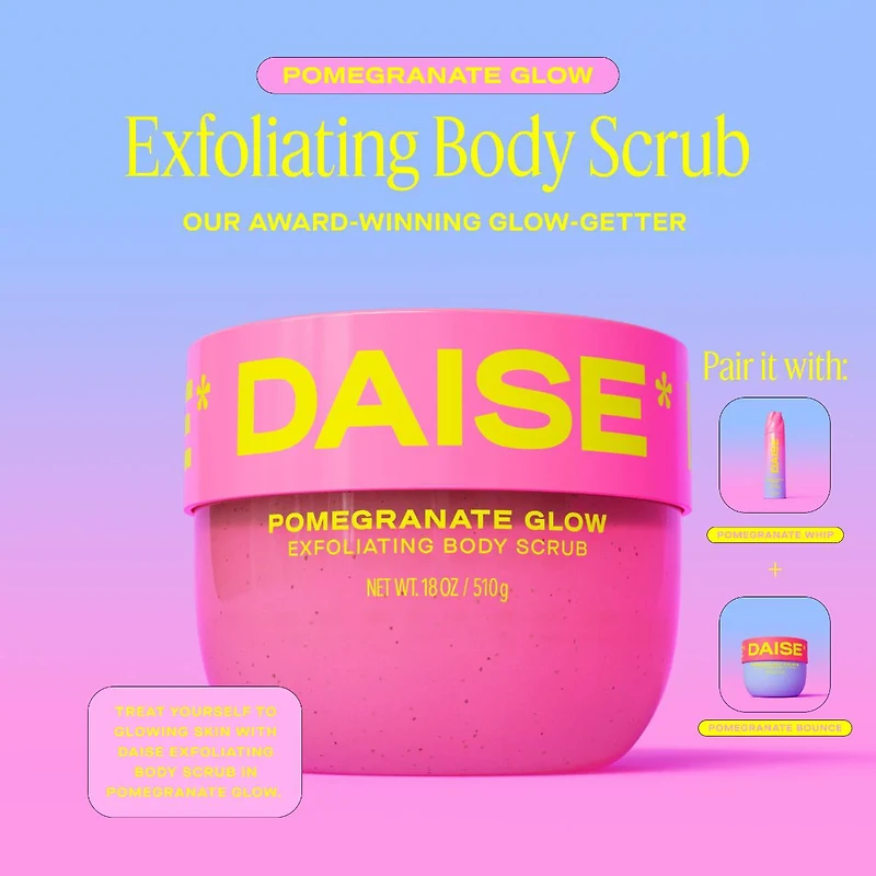 DAISE Exfoliating Body Scrub in Pomegranate Glow, For Soft Glowing Skin, 510 g