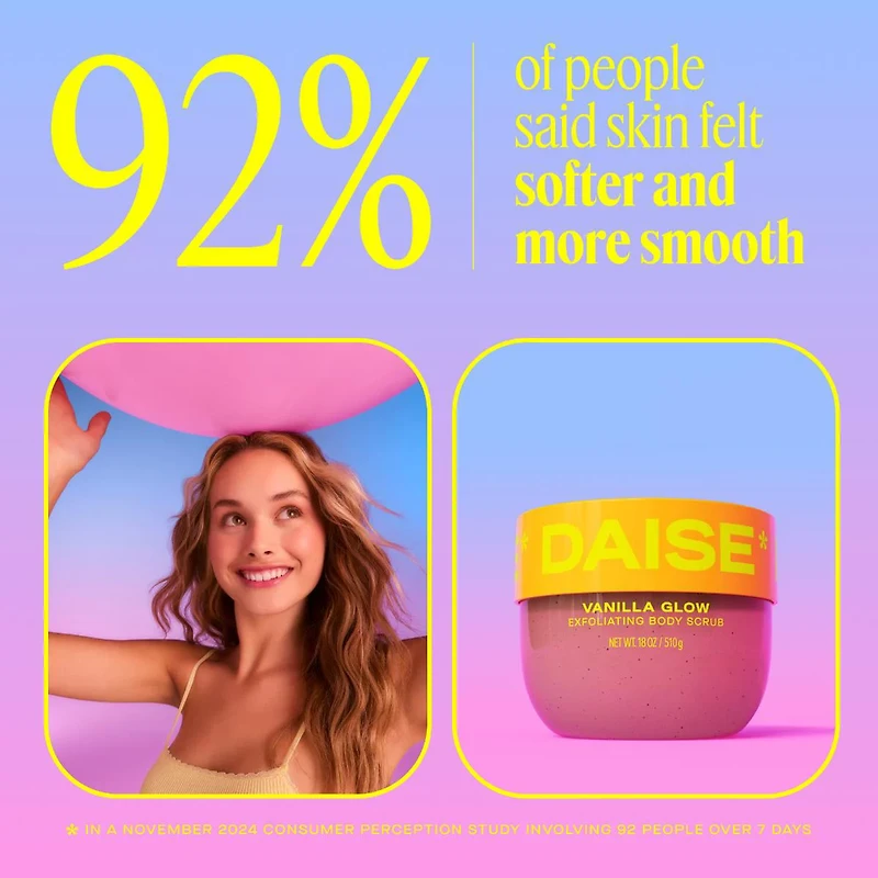 DAISE Exfoliating Body Scrub in Vanilla Glow, For Soft Glowing Skin, 510 g