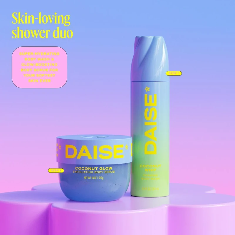 DAISE Exfoliating Body Scrub in Coconut Glow, For Soft Glowing Skin, 510 g