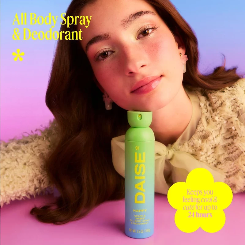 DAISE Happy DAISE All Body Spray & Deodorant in Grape & Amber for 24h Freshness,