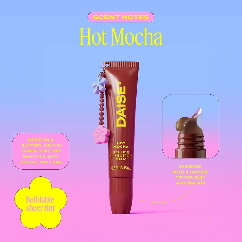 DAISE Peptide Lip Butter Balm in Hot Mocha, Lightly Tinted, 15 ml