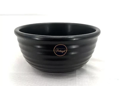 8" Semi-Matte Black Ribbed Salad Bowl