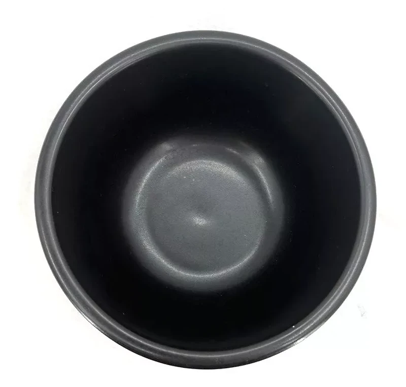 8" Semi-Matte Black Ribbed Salad Bowl