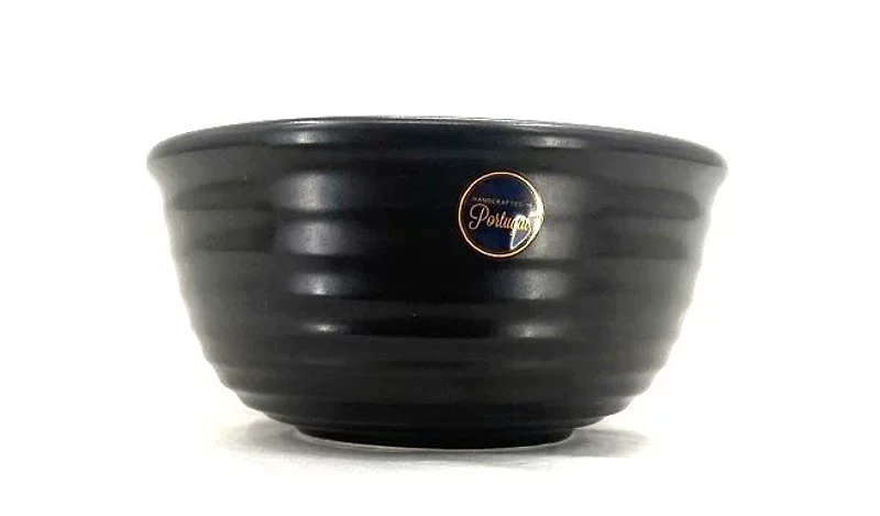 8" Semi-Matte Black Ribbed Salad Bowl