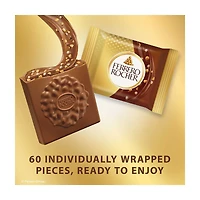Ferrero Rocher Hazelnut and Milk Chocolate Squares, 22.2 oz, 60 ct