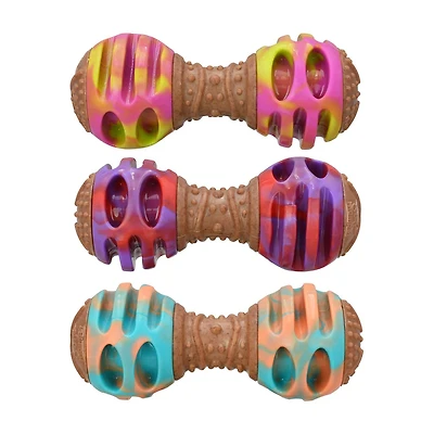 Giggle Chew Dumbbell Dog Toy, 3 Assorted