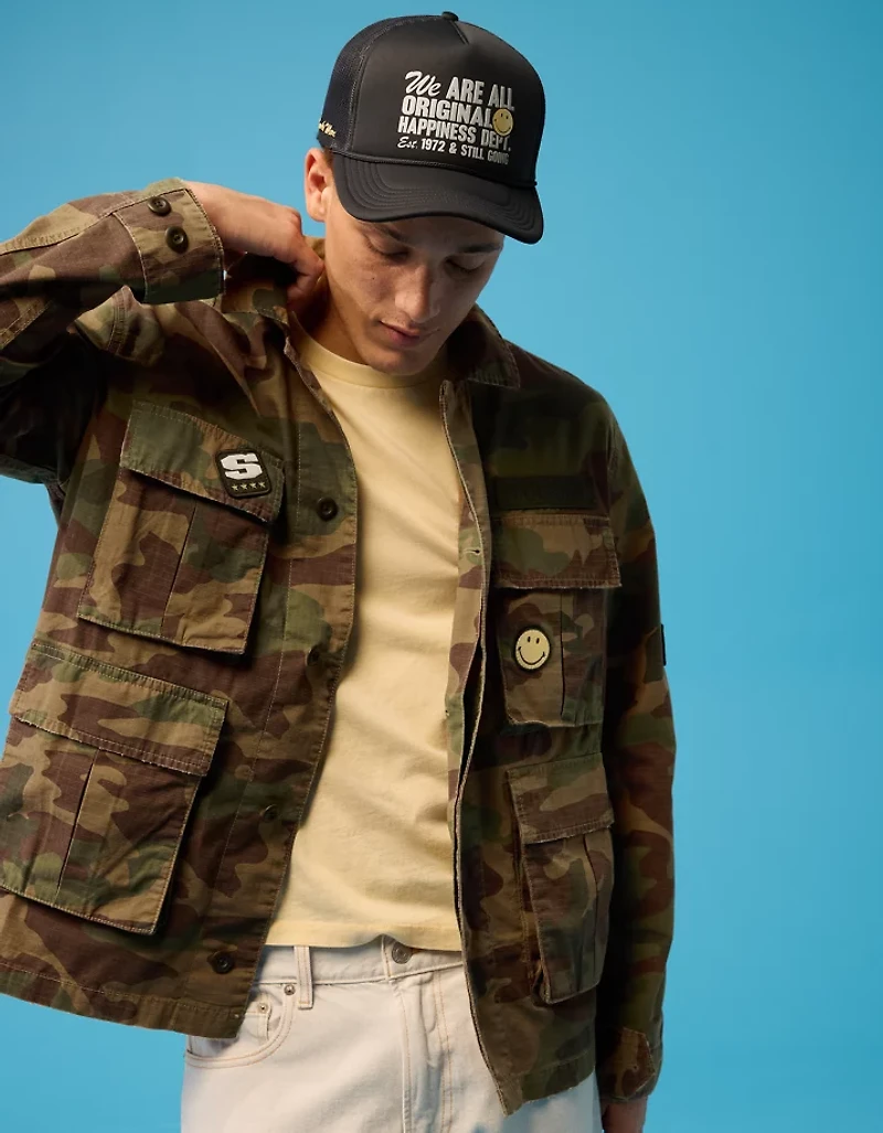 AE | Smiley® Military Camo Trucker Jacket