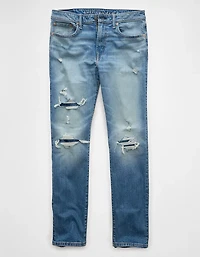 Jean à coupe droite étroite rapiécé en fibres TENCEL™ EasyFlex+ AE