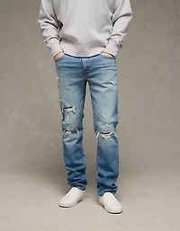 Jean à coupe droite étroite rapiécé en fibres TENCEL™ EasyFlex+ AE