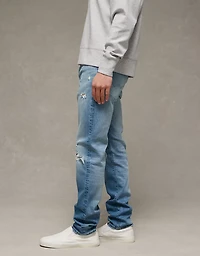 Jean à coupe droite étroite rapiécé en fibres TENCEL™ EasyFlex+ AE