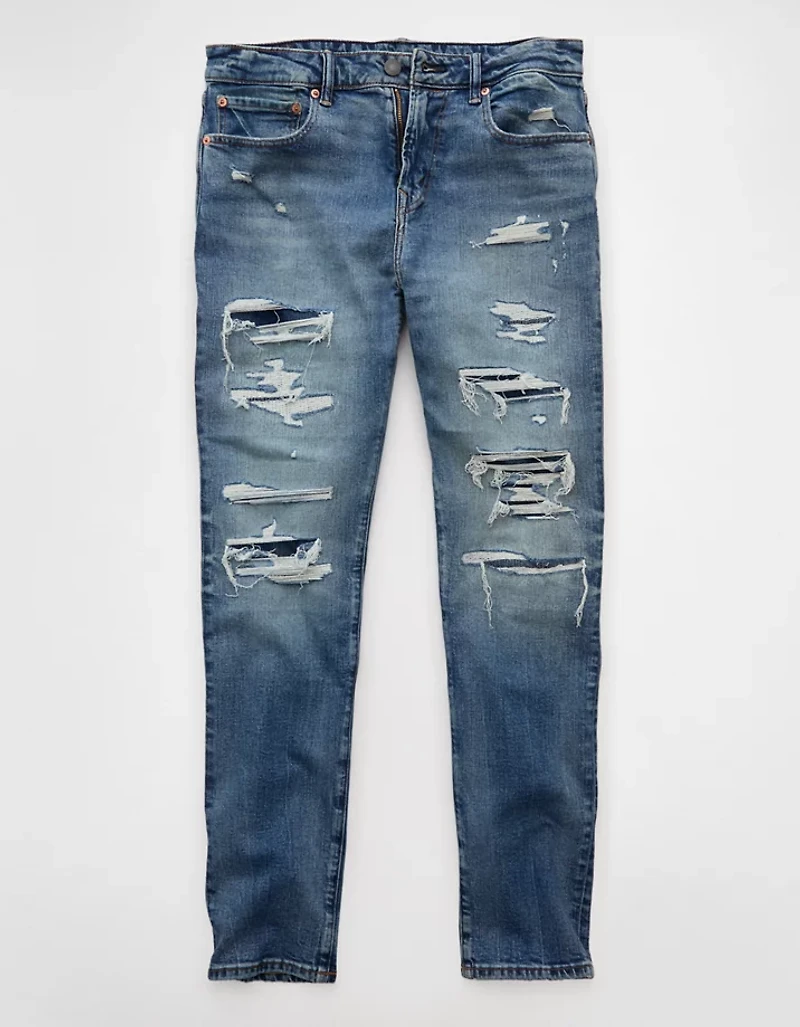 Jean à coupe athlétique rapiécé en fibres TENCEL™ AirFlex+ AE