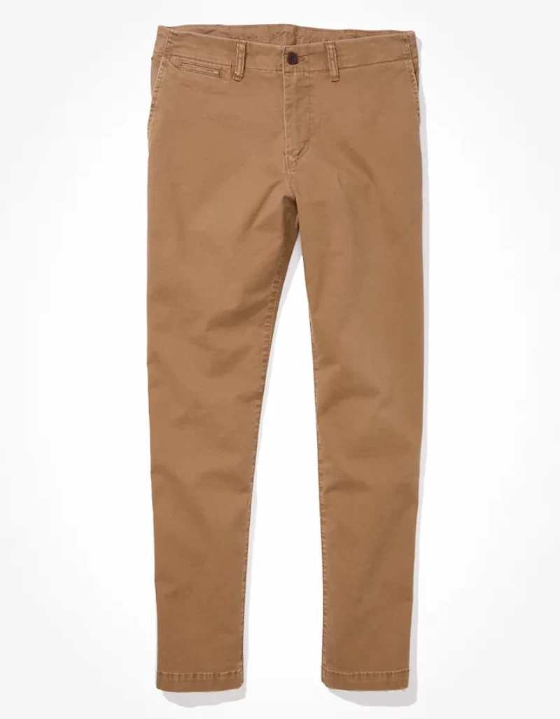 Pantalon kaki à coupe droite ajustée style déjà porté Flex AE