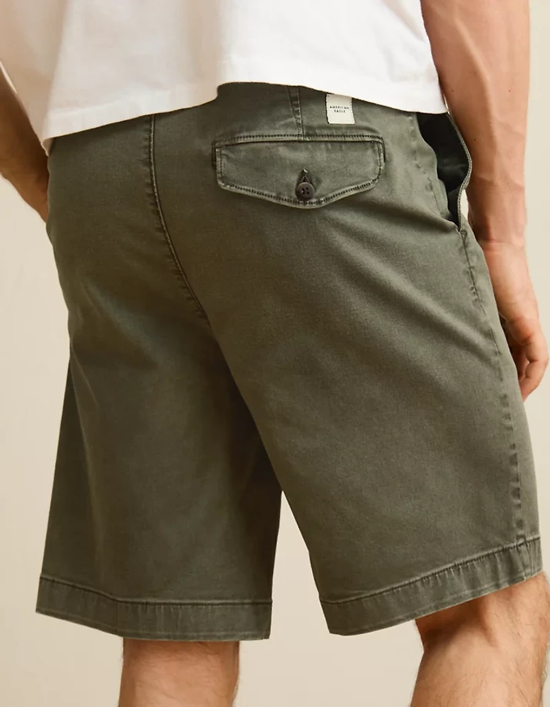 AE 9" Flex Loose Pleated Khaki Short