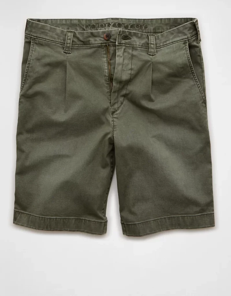 AE 9" Flex Loose Pleated Khaki Short