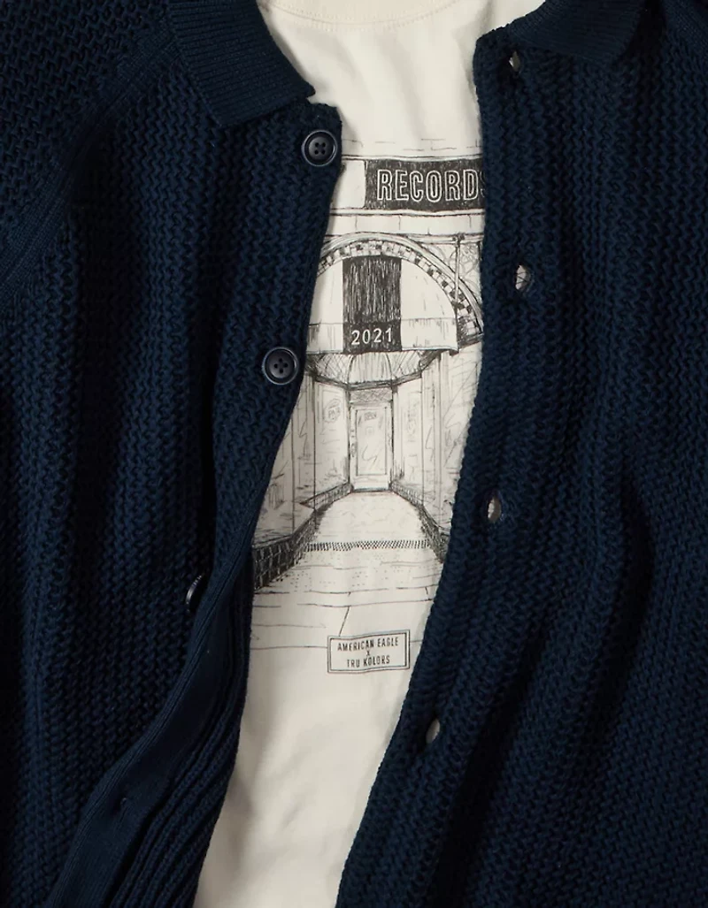 Cardigan en coton boutonné à l’avant AE x Tru Kolors