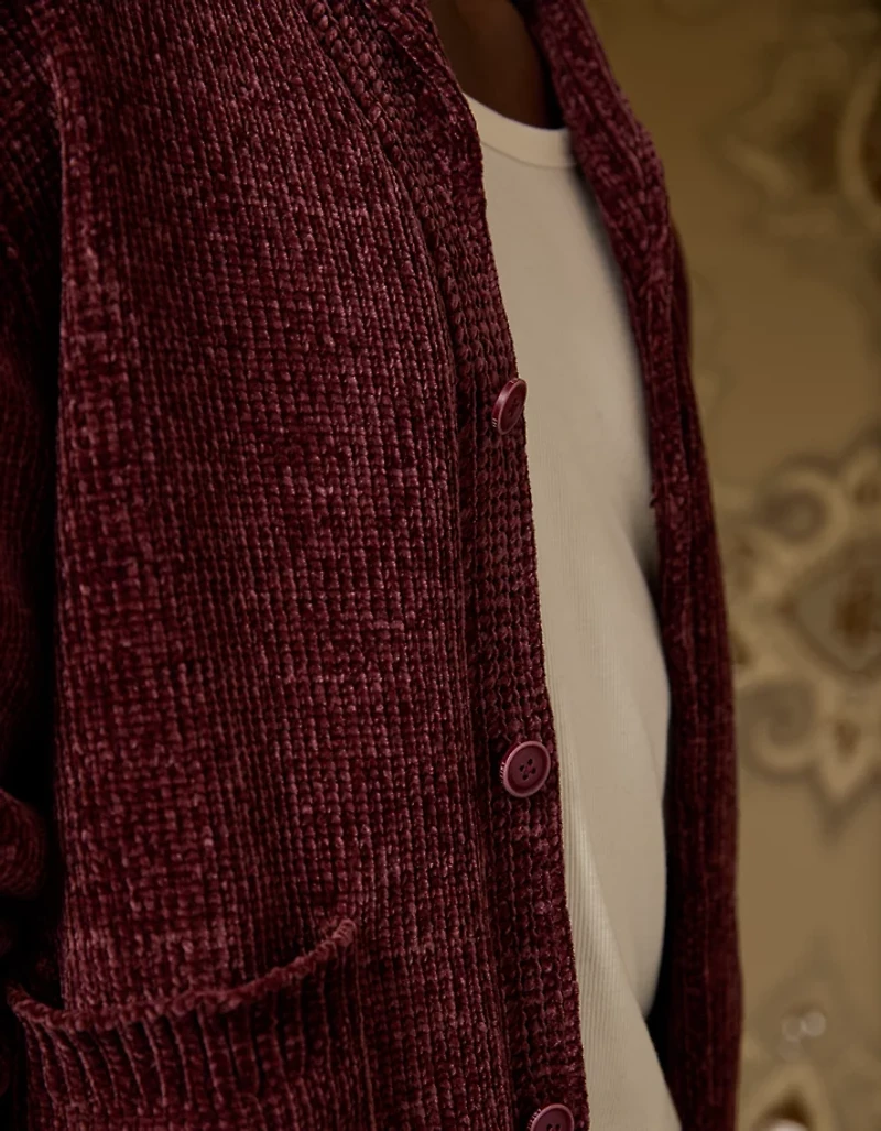 Cardigan en chenille à col châle AE x Tru Kolors