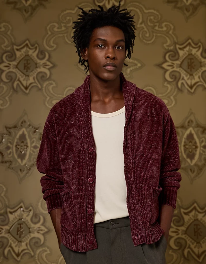 AE x Tru Kolors Chenille Shawl Collar Cardigan