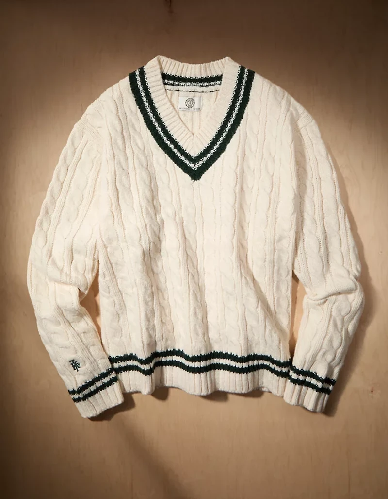 AE x Tru Kolors Cable Knit Cricket Sweater