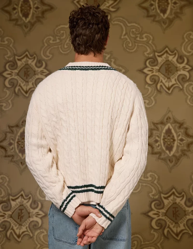 AE x Tru Kolors Cable Knit Cricket Sweater
