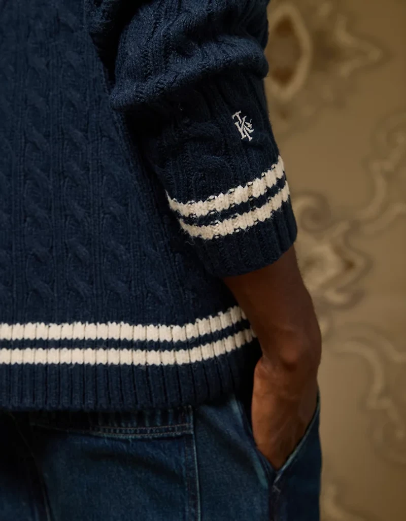 Chandail de style cricket en tricot torsadé AE x Tru Kolors